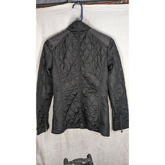 Banana Republic Quilted Moto Coat Jacket Belted Neck Ribbing XS - Picture 6 of 12